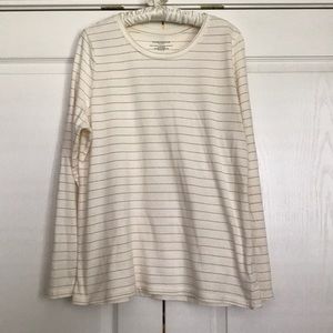 Ladies long sleeved  cream with gold stripe tee